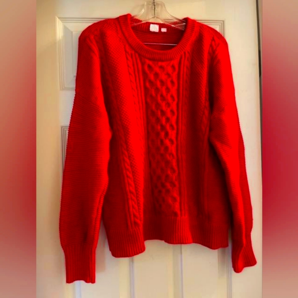 GAP cotton knit pullover sweater in real red. Size large.